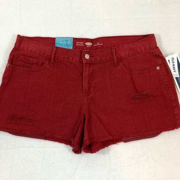 Old Navy Pants - NWT Old Navy Maroon Denim CutOff Semi-Fitted Short